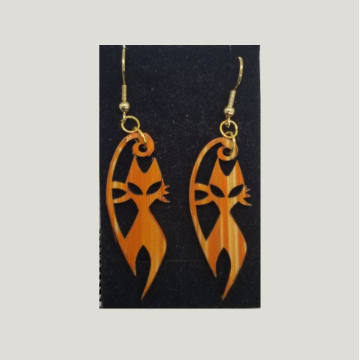 Boucles d'oreilles Chat orange