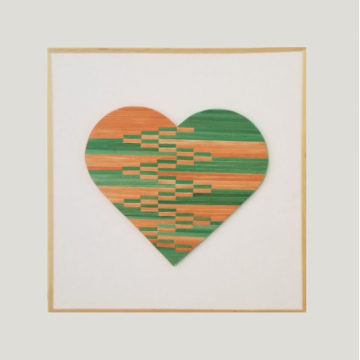 Tableau Coeur vert orange